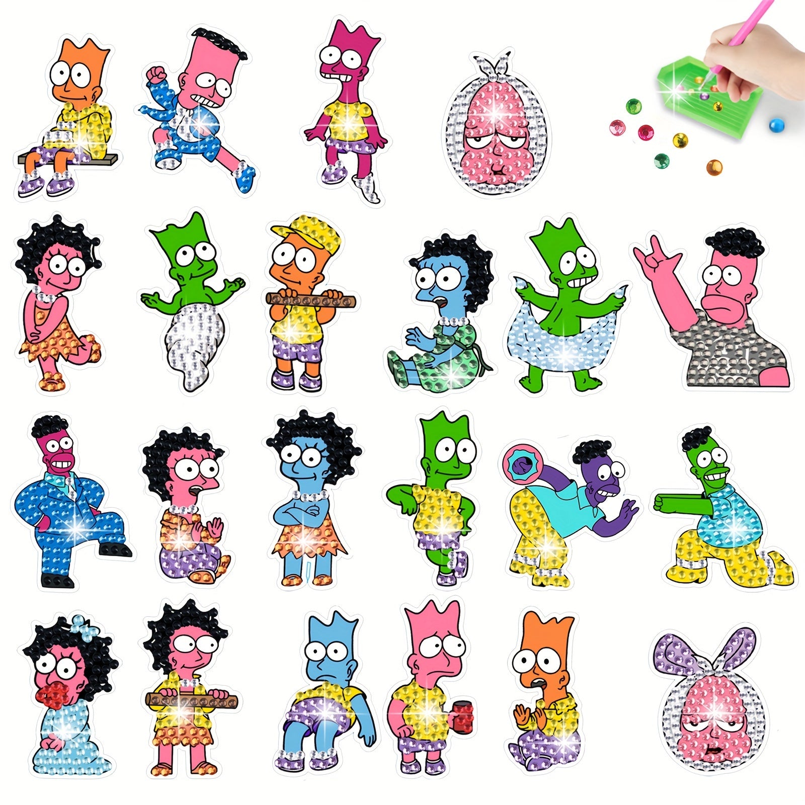 Animal Cartoon Rhinestone Decals 22-24pcs Diamond Painting Kits for Kids