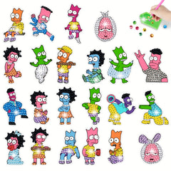 Animal Cartoon Rhinestone Decals 22-24pcs Diamond Painting Kits for Kids