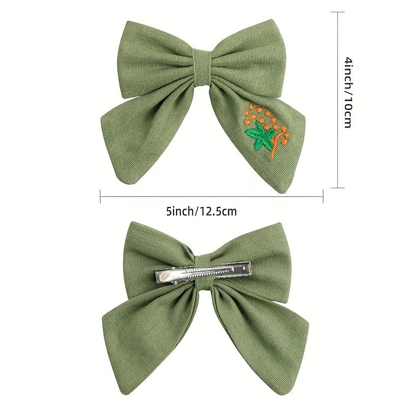 Embroidery Bow Hair Clip for Girls Kids