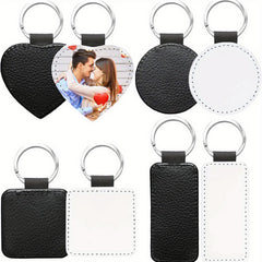 8pcs Sublimation Blank Leather Heart Keychain Backpack Keyring