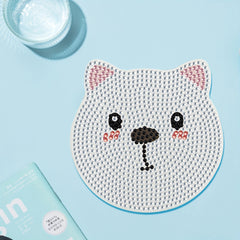 6pcs Artificial Diamond Coaster Set DIY Animal Painted Coaster With Stand