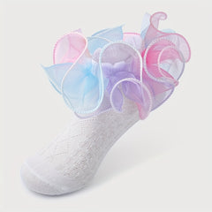 6 Pairs Rainbow Lace Dance Socks for Girls Kids