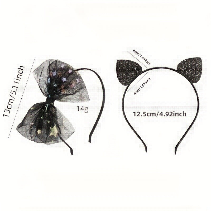 3pcs Halloween Cat Ears Head Hoop Girls Hair Accessories