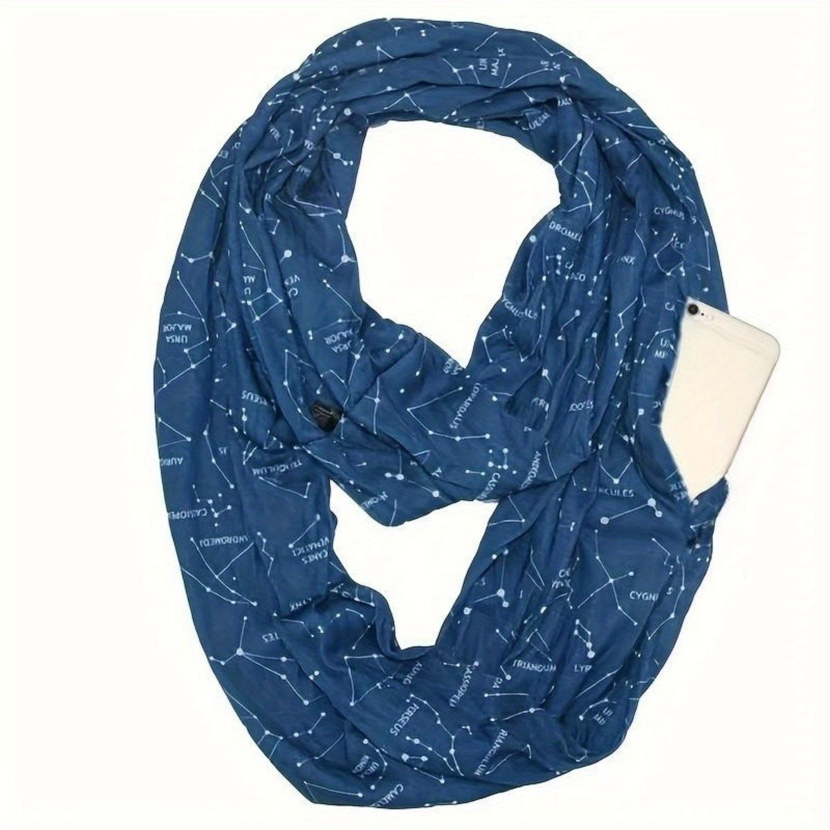 Star Image Infinity Scarf With Pocket Starry Sky Shawl Wrap
