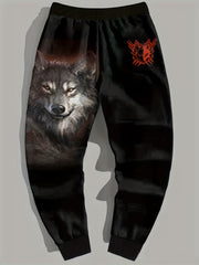 Men's Wolf Graphic Sweatpants Casual Joggers Outdoor