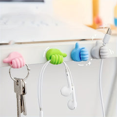 10pcs Hand Shaped Wall Hook For Data Cables - Strong Adhesive
