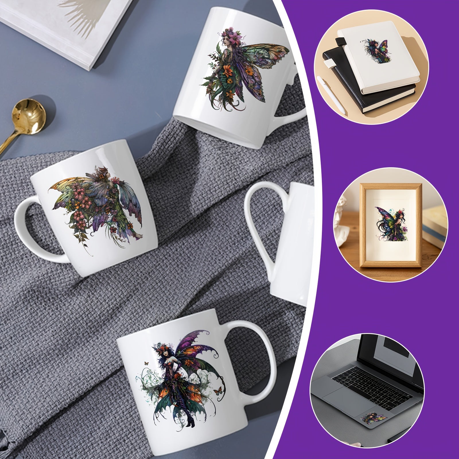 12pcs Gothic Fairy UV DTF Cup Sticker for Party Birthday Home Decoration