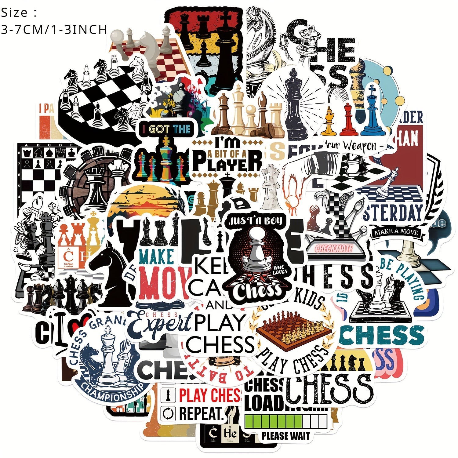 50pcs Cartoon Chess Game Series Stickers for Laptop Helmet Desktop