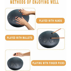 10 inch Steel Tongue Drum for Beginners with Accessories and Music Book