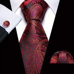 Barry Wang Men's Silver Grey Paisley Necktie Set