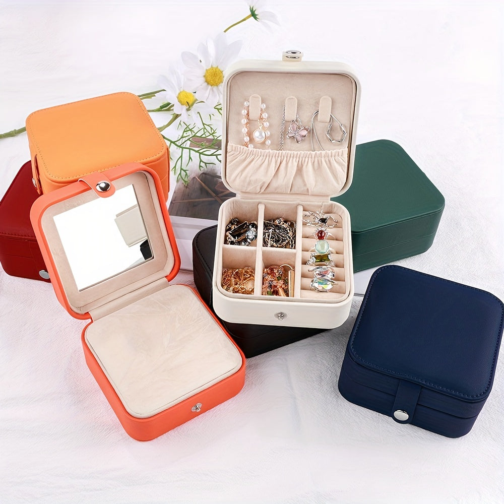 PU Jewelry Box Travel Portable Organizer Necklace Earring Storage Case