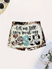 JESUS Print Skinny Shorts Casual Shorts Women's Clothing