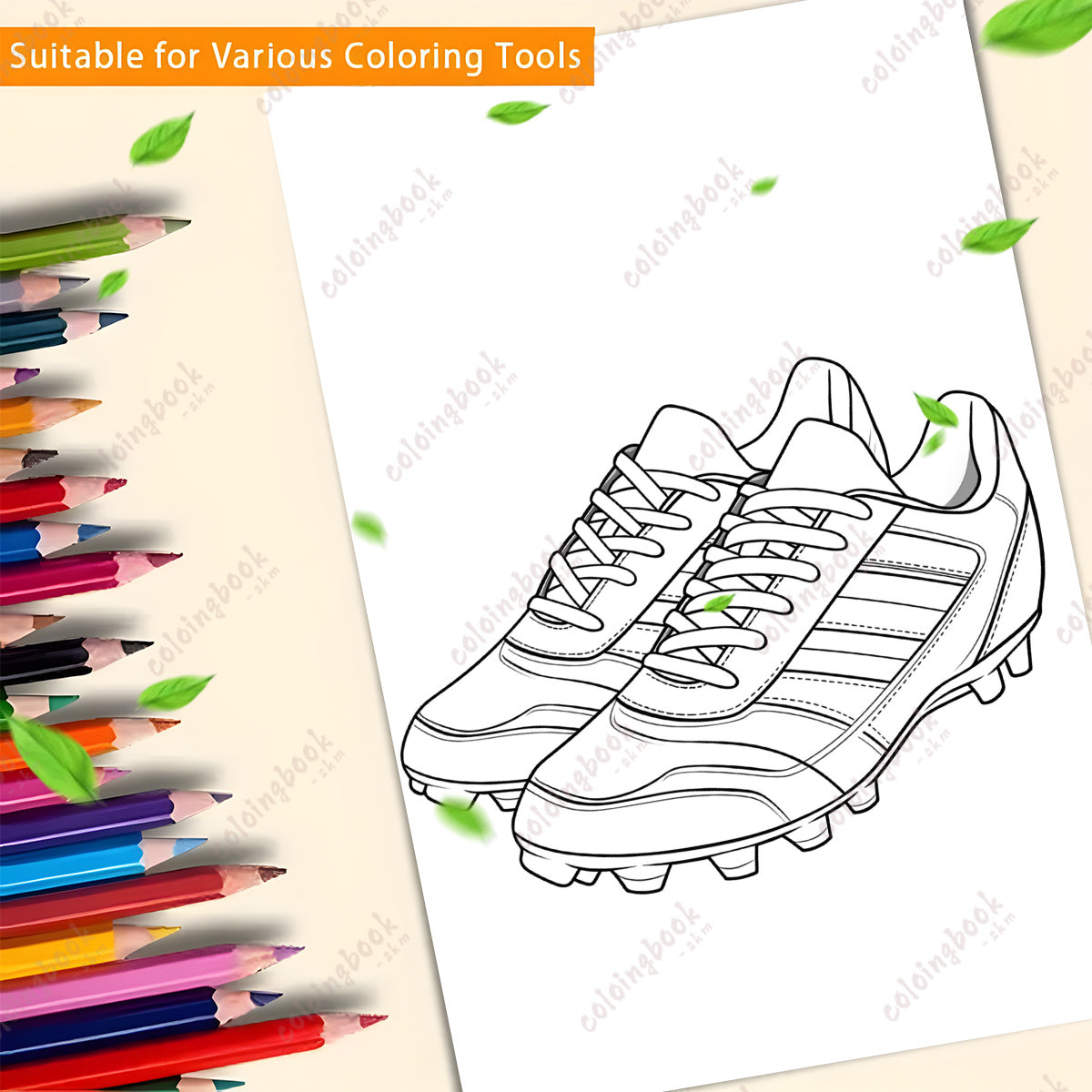 Football Shoe Coloring Book - 22 Pages of Soccer Cleat Art - Ideal Adult Gift