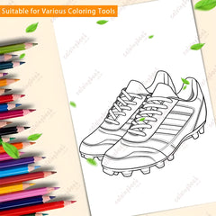Football Shoe Coloring Book - 22 Pages of Soccer Cleat Art - Ideal Adult Gift