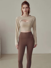 2pcs Crew Neck Long Sleeve Cover Up Shrug & Crop Tank Top