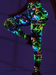 Fluorescent High Waist Leggings for Sports & Yoga