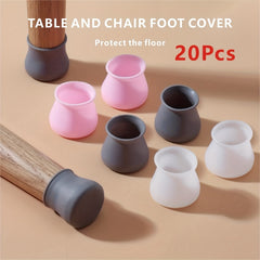 20pcs Gray Table & Chair Leg Covers Anti-slip Protection Silent Stool Leg Covers