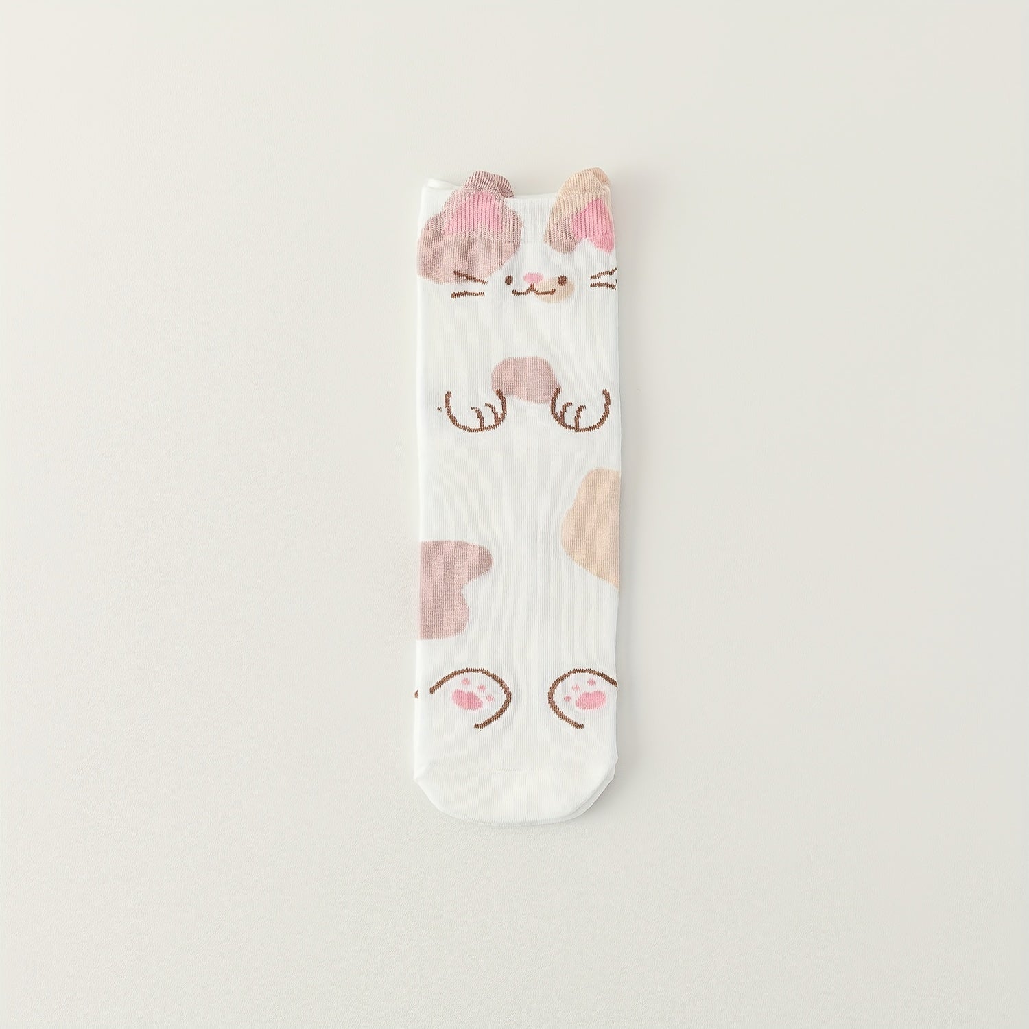 5 Pairs Cat Print Socks Lightweight Women's Stockings & Hosiery