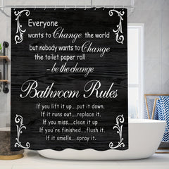 Bathroom Rules Shower Curtain Set with 4 Pieces