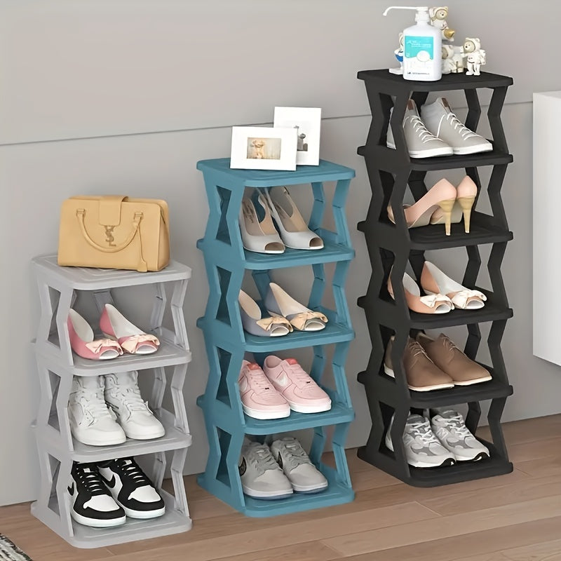 1pc Folding Shoe Rack Stackable Layer Cabinet for Bedroom Living Room Bathroom