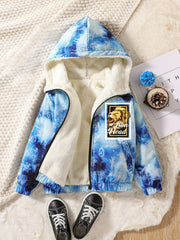 Boy's Tie Dye Lion Print Hooded Jacket