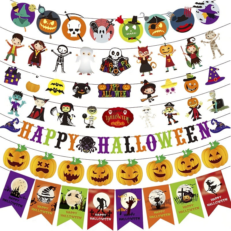 Halloween Pumpkin Ghost Theme Banner Party Decoration Supplies