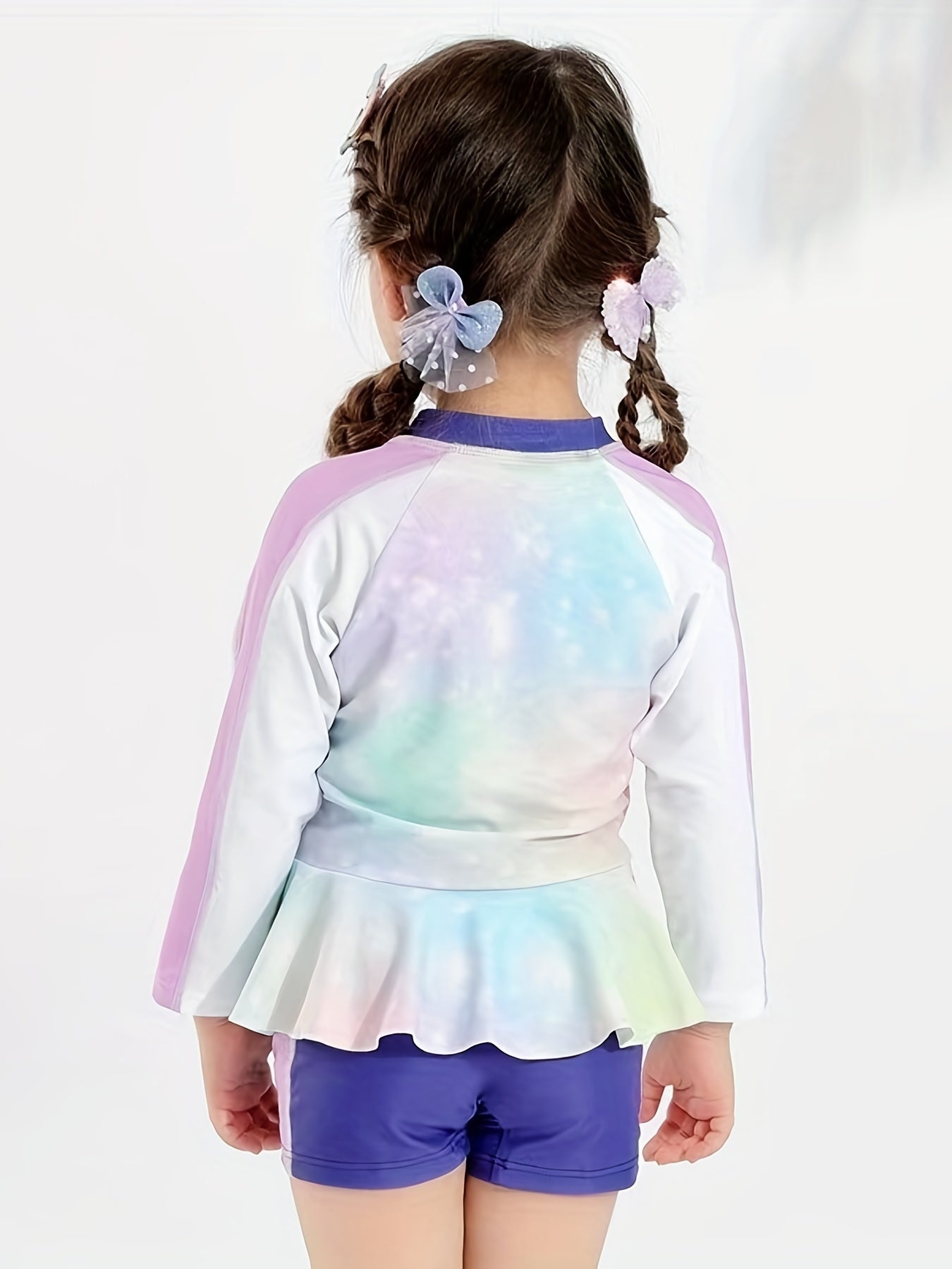 Girls' Pony Graphic Swimsuit Long Sleeve Beachwear For Kids