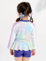 Girls' Pony Graphic Swimsuit Long Sleeve Beachwear For Kids