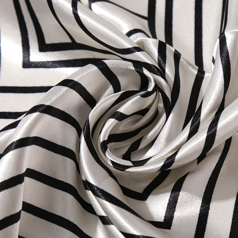 Vintage Square Scarf Silk Scarf Stripe Printing