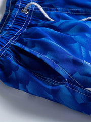 Feathers Print Shorts Casual Elastic Waist Drawstring Summer Pool Beach Shorts