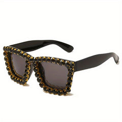 Oversize Rhinestone Frame Sunglasses UV Protection