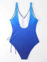Ombre Print Wrap One Piece Bathing Suit