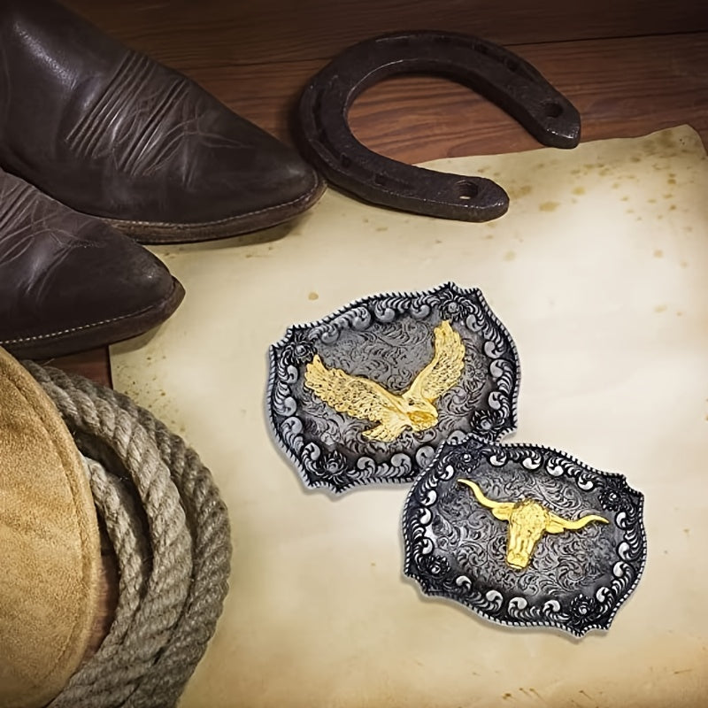 Western Cowboy Bull Head Eagle Belt Buckle Retro Zinc Alloy Belt Buckle