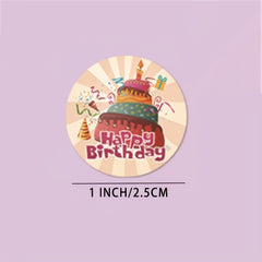 500pcs Happy Birthday Stickers Cake Party Decoration Wedding Wishes Label Roll