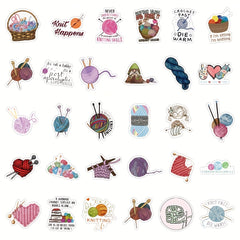 60pcs Knitting Vinyl Stickers Water Bottle Laptop Scrapbooking