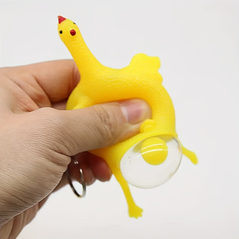 Funny Egg-Laying Chicken Keychains, Antistress Squishy Toys for Kids