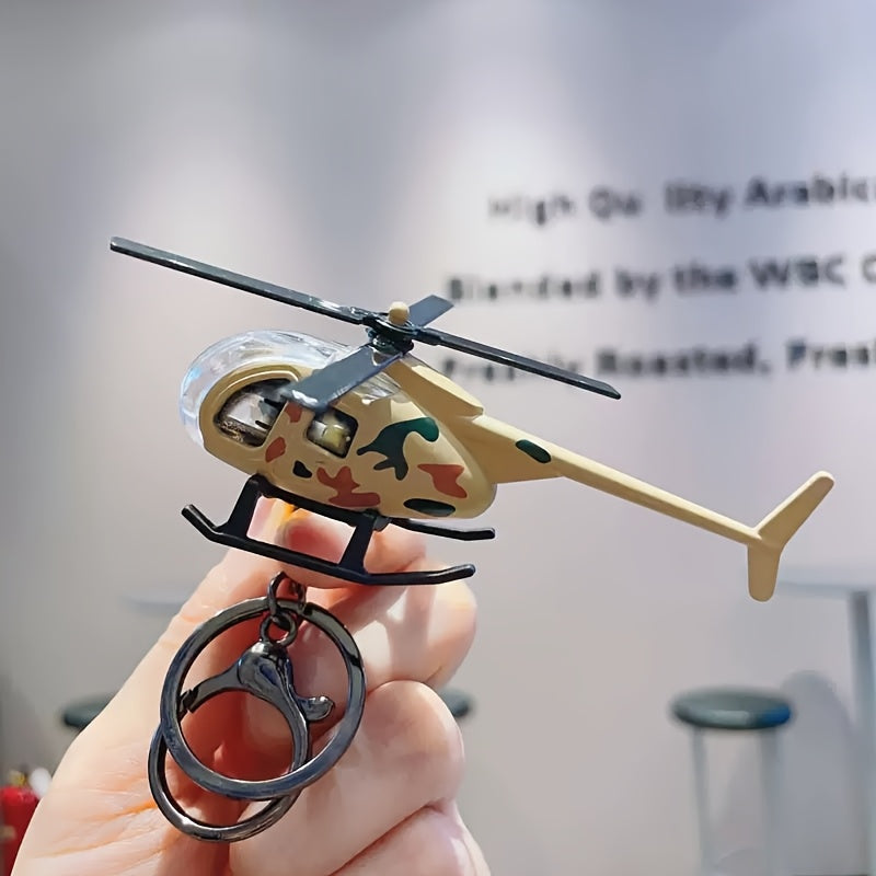 Alloy Model Helicopter Keychain Realistic Bag Pendant Car Key Charm