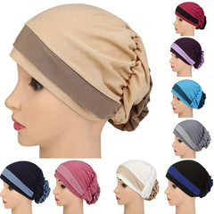 Ruched Turban Cap Elastic Head Wrap Ramadan Headscarf Chemo Cap