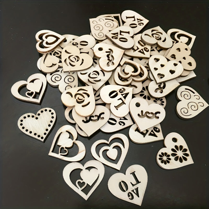 20pcs 1 18in DIY Wooden Love Heart Mix Shapes for Painting and Decoration