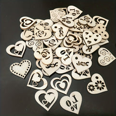 20pcs 1 18in DIY Wooden Love Heart Mix Shapes for Painting and Decoration