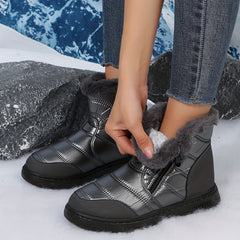 Women's Reflective Snow Boots Plush Lined Thermal Waterproof Rain Shoes
