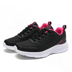 Women's Lace-Up Running Shoes Faux Leather Sneakers