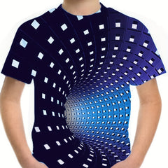 Boys' 3D Vision Illusion Graphic T Shirt - Breathable & Stretchy Tee