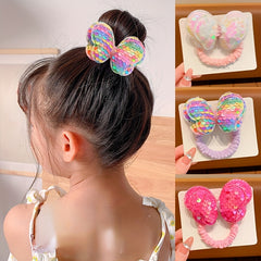 Sequin Butterfly Hair Tie Ponytail Bands for Girls