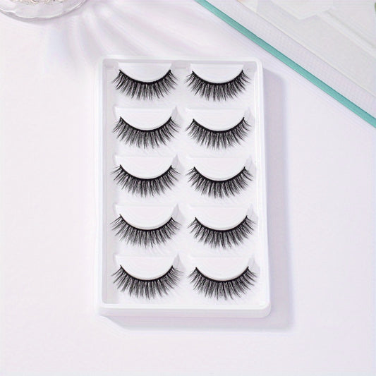 5 Pairs Crisscross Manga Lashes False Eyelashes 12mm Natural Look Japanese Style