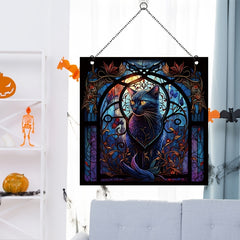 Halloween Acrylic Cat Window Hanging - Holiday Decor