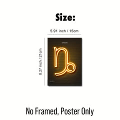 Yellow Neon Zodiac Sign Poster Kids Home Decor