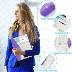 6pcs A4 Snap Button File Bag Plastic School Envelopes