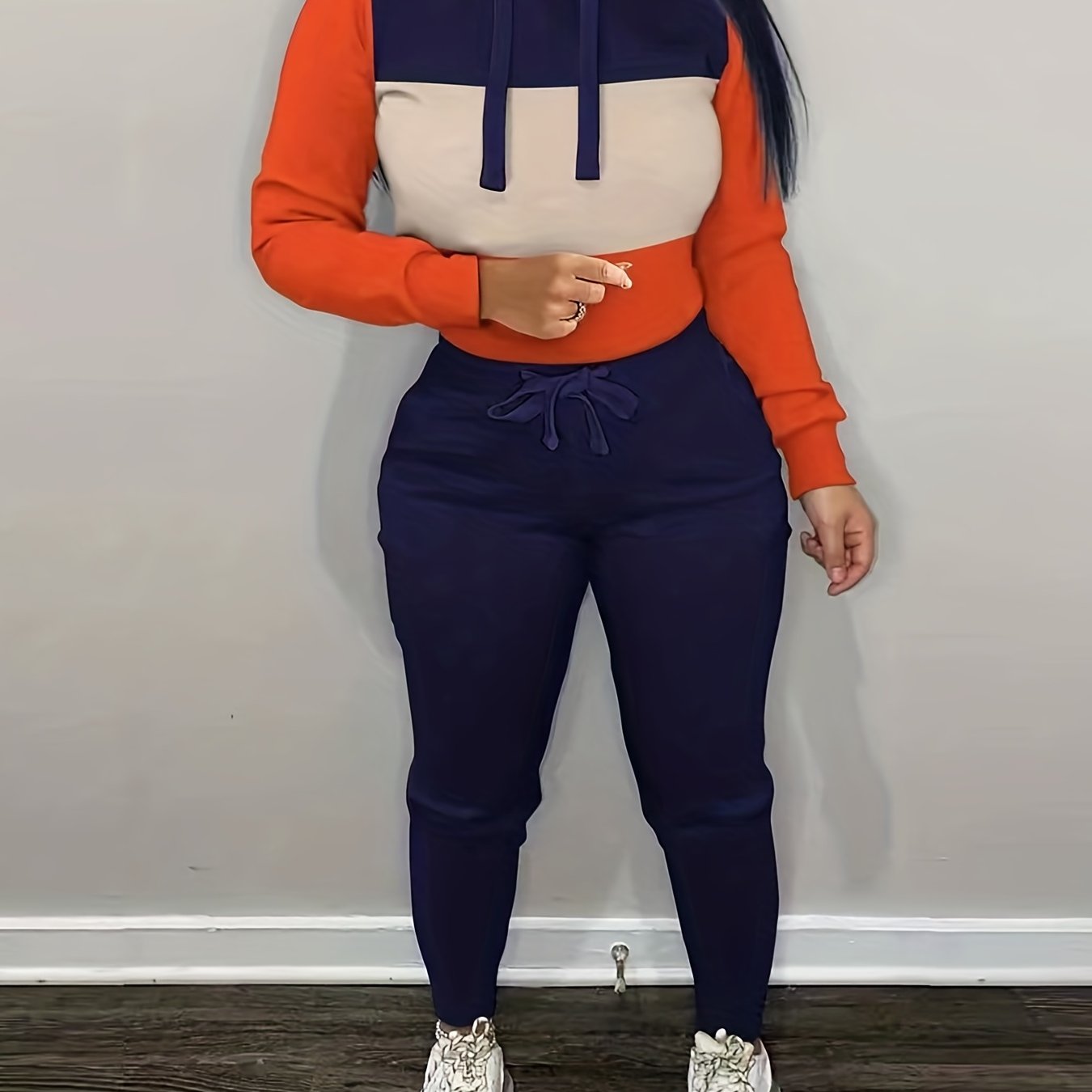 Women's Plus Colorblock Hoodie & Leggings Set