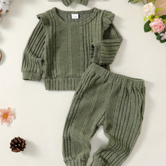 Baby Girls Pullover Sweatshirt Ruffle Sleeve Tops Pants